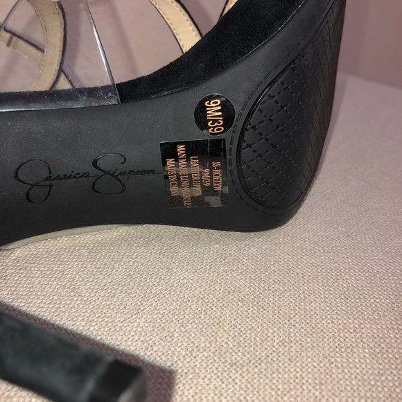 Jessica Simpson Black/Clear Suede 4" Heels- Worn 1X - Picture 5 of 5